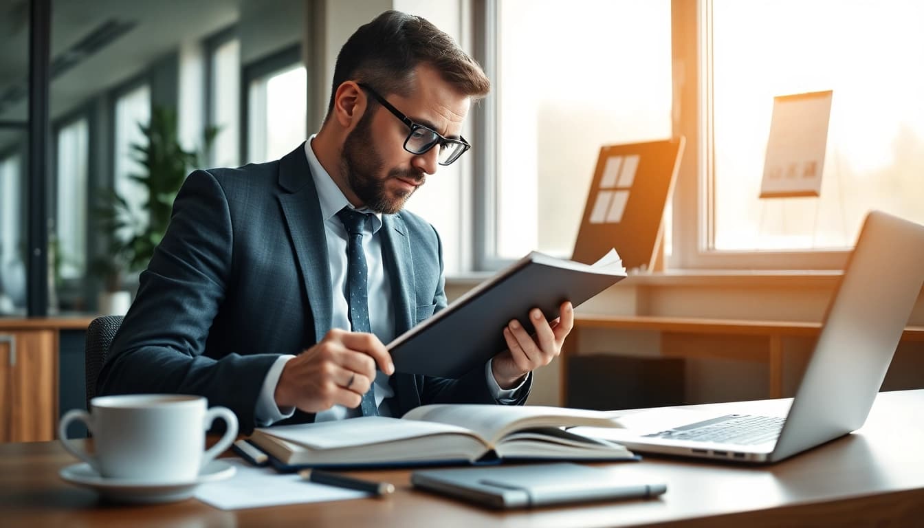 Headhunter Dresden analysiert Kandidaten in modernem Büro.