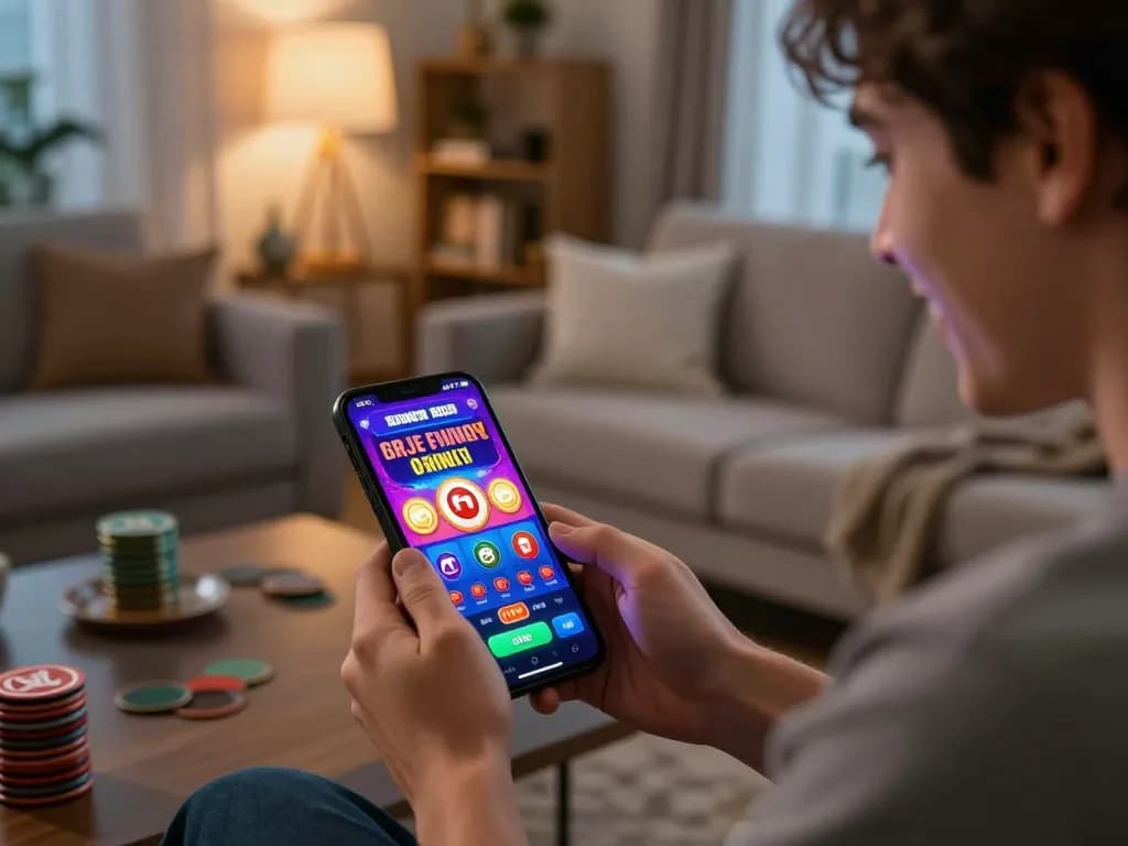 Excited user engaging with the 56WIN app, celebrating a recent mobile gaming win.