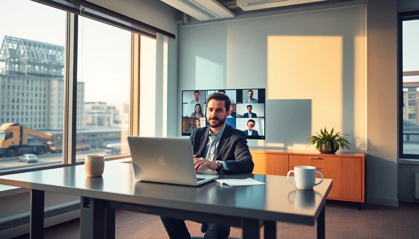 Professionelle Personalvermittlung: Headhunter führt Videokonferenz in einer modernen Büroumgebung.