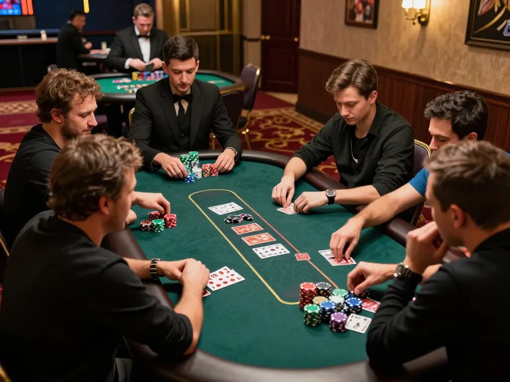 Experience intense gameplay at https://va88.uno/ poker tables with players strategizing their next moves.