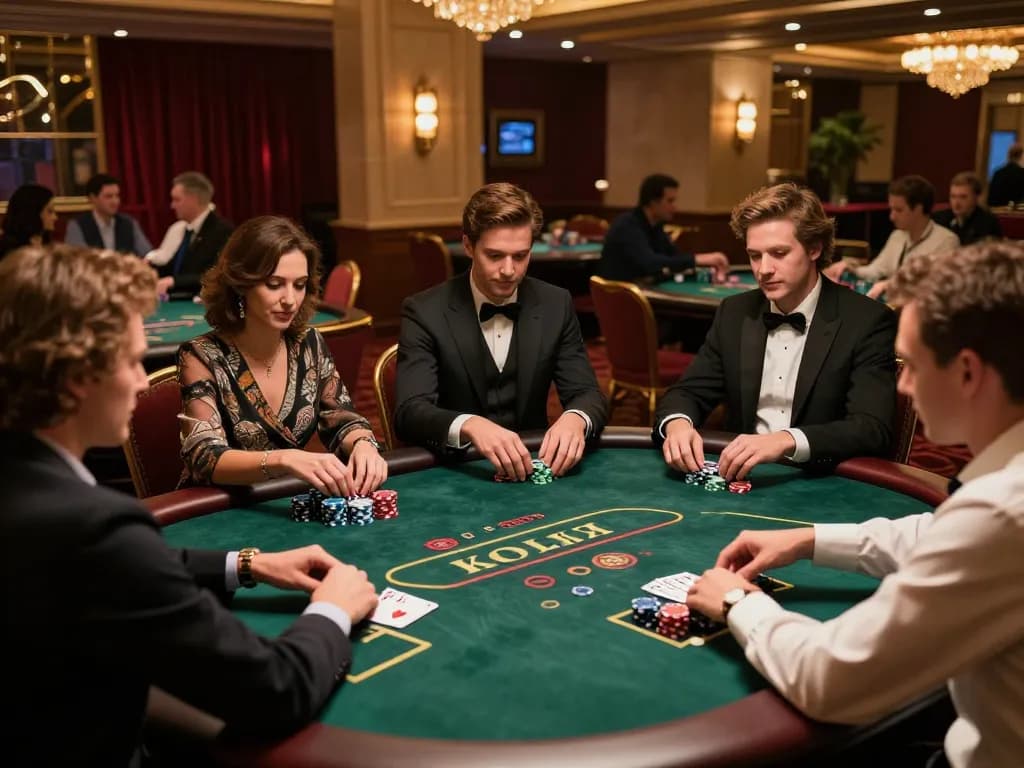 Players engaged in a thrilling poker game at mb668.co, showcasing strategic gameplay and vibrant casino atmosphere.