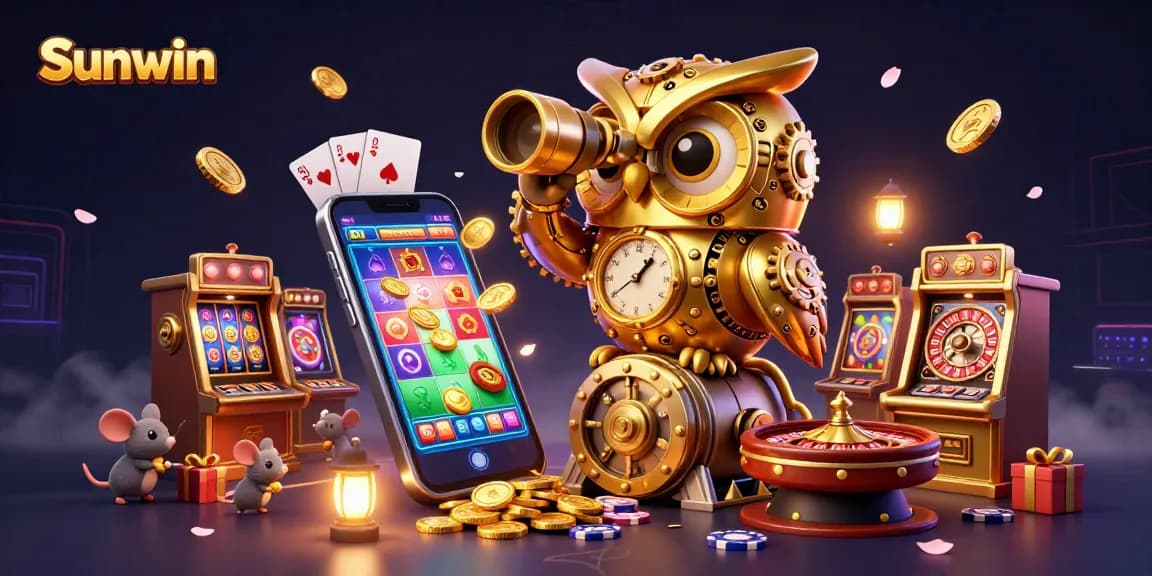 Win big at Sunwin with thrilling slots, an engaging casino setting, and dynamic game elements.