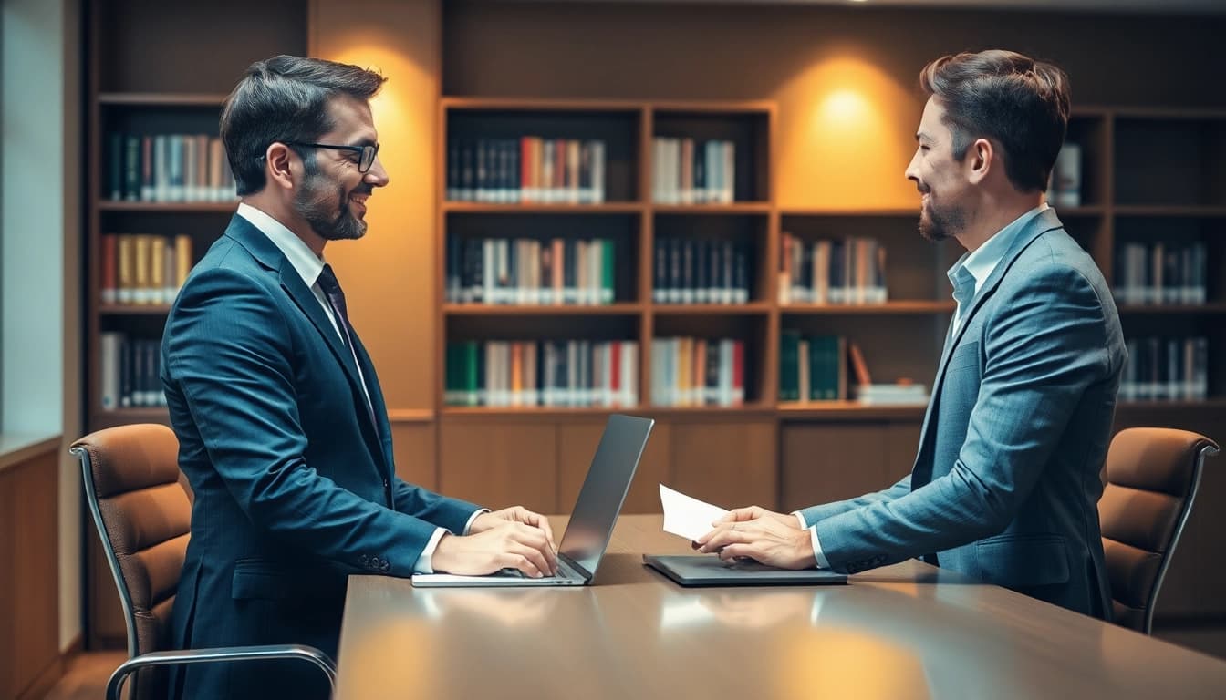 Headhunter Ärzte führen ein Gespräch im Büro mit einem Kandidaten.