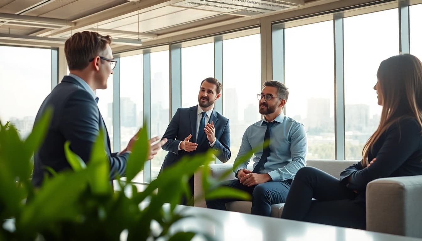 Headhunter Ingenieure in einem modernen Büro bei einem Interview mit Ingenieuren.