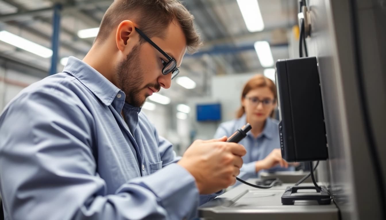 Testing of portable electrical devices, emphasizing Sicherheit bei der Prüfung ortsveränderlicher elektrischer Betriebsmittel.