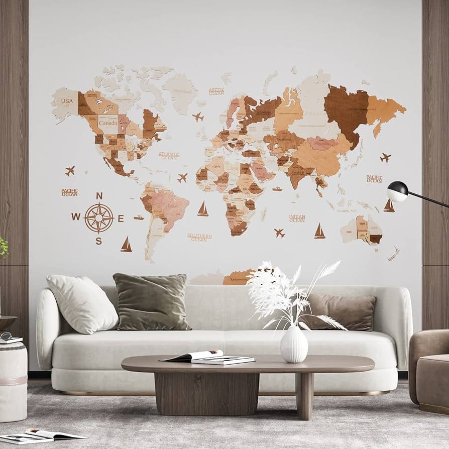 Träume und Abenteuer: Die Welt entdecken mit einer Weltkarte Holz