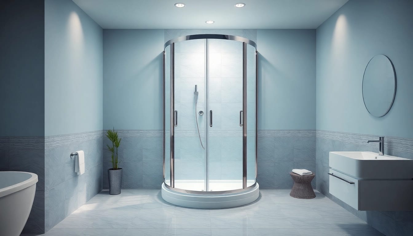 Elegante Duschkabine 80x80 Eckeinstieg in modernem Badezimmer-Design.