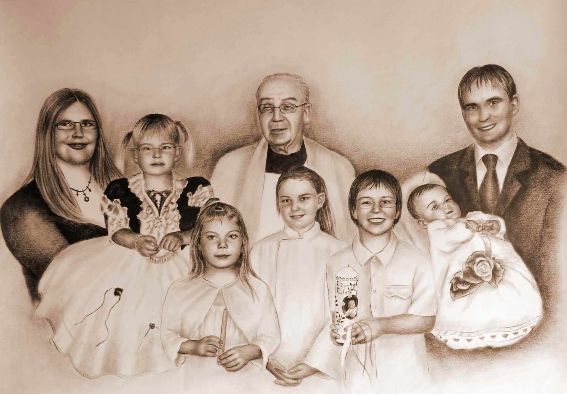 Portrait zeichnen lassen als Erinnerung bei Families Portrait