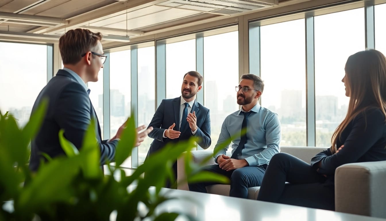 Headhunter Ingenieure in einem modernen Büro bei einem Interview mit Ingenieuren.