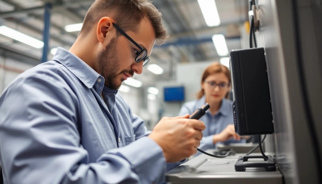 Testing of portable electrical devices, emphasizing Sicherheit bei der Prüfung ortsveränderlicher elektrischer Betriebsmittel.
