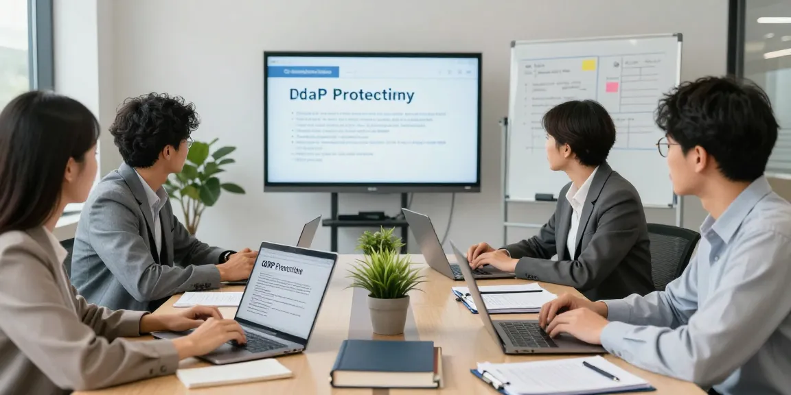 Team discussing Datenschutz Dienstleistung strategies in a modern office setting.