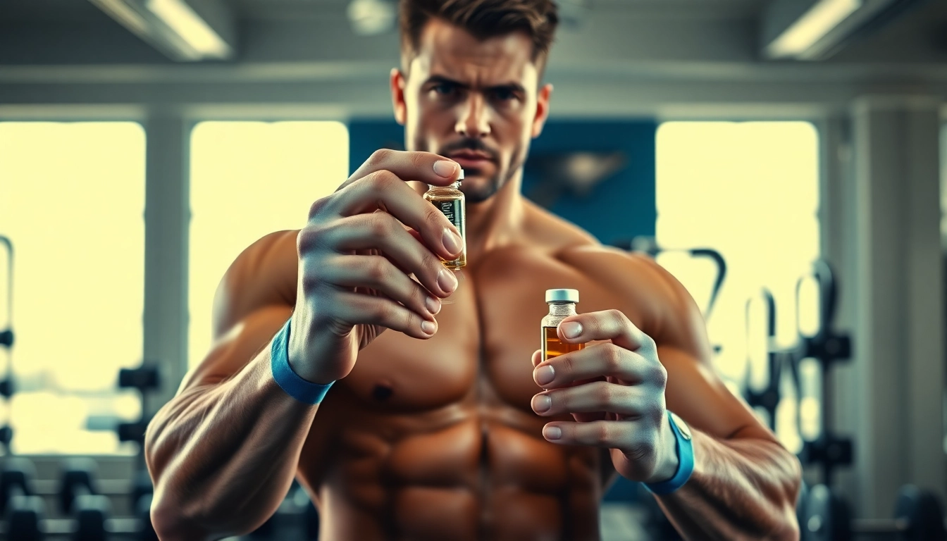 Trenbolon preis in der Hand eines professionellen Trainers in einem Fitnessstudio.