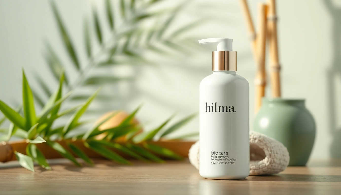 Hilma biocare Wellnessprodukt in einer entspannten Spa-Umgebung präsentieren.