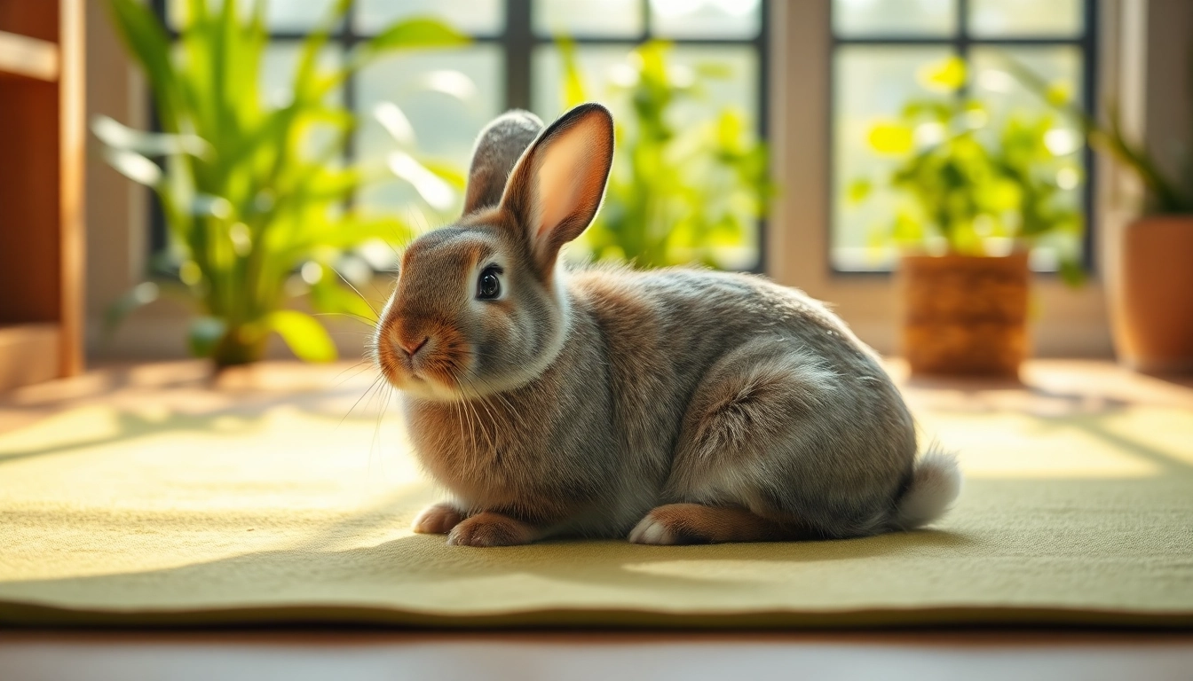 Hanfmatte in einem komfortablen Tierbereich mit einem Kaninchen.
