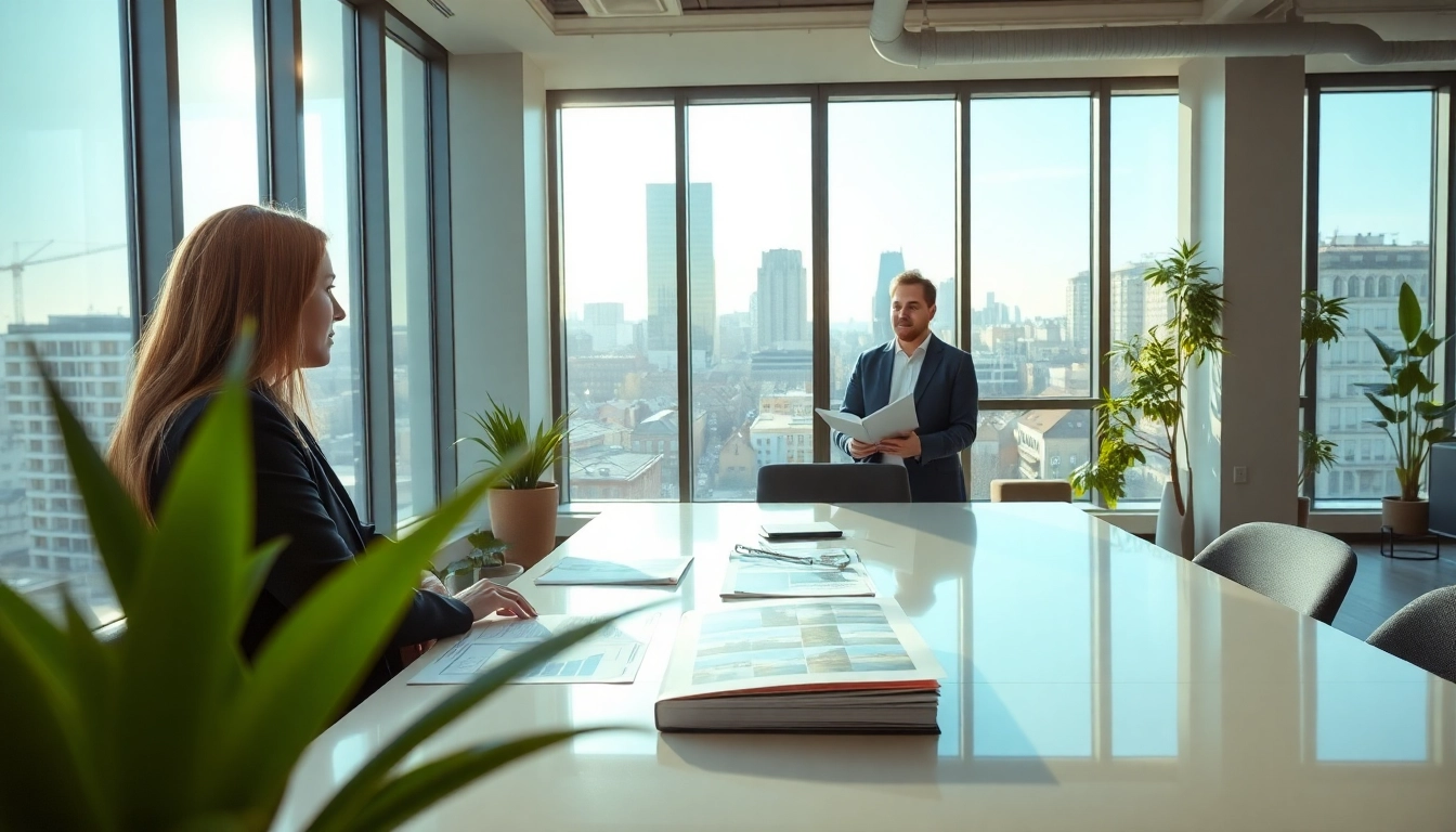 Immobilienmakler Frankfurt Sachsenhausen präsentiert Immobilienoptionen im modernen Büro.