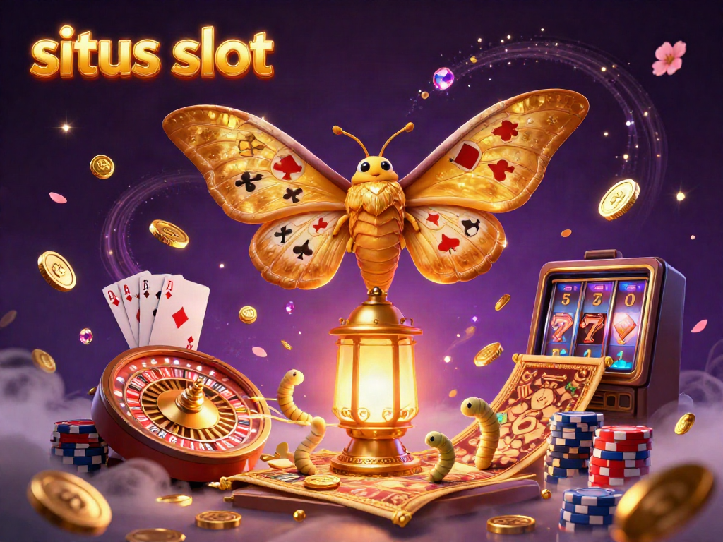 Experience the excitement of situs slot with vibrant casino scenes featuring golden coins and lucky slot reels.