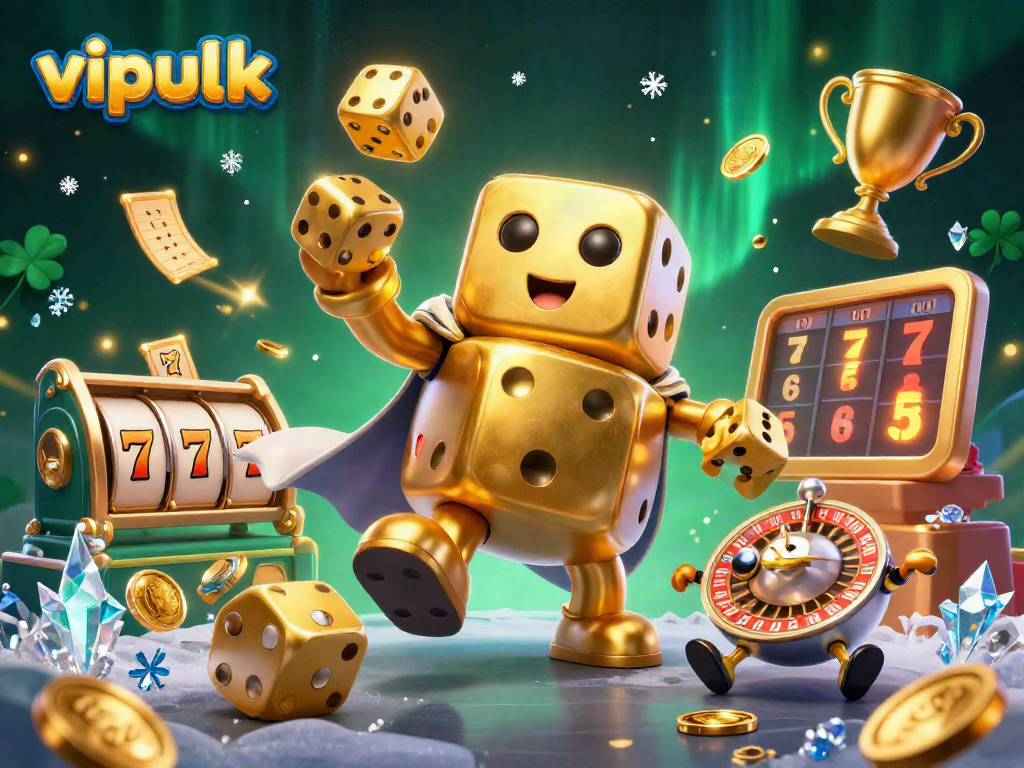 Engage in thrilling gameplay as vipluck offers exciting casino jackpots with golden dice and slot reels.