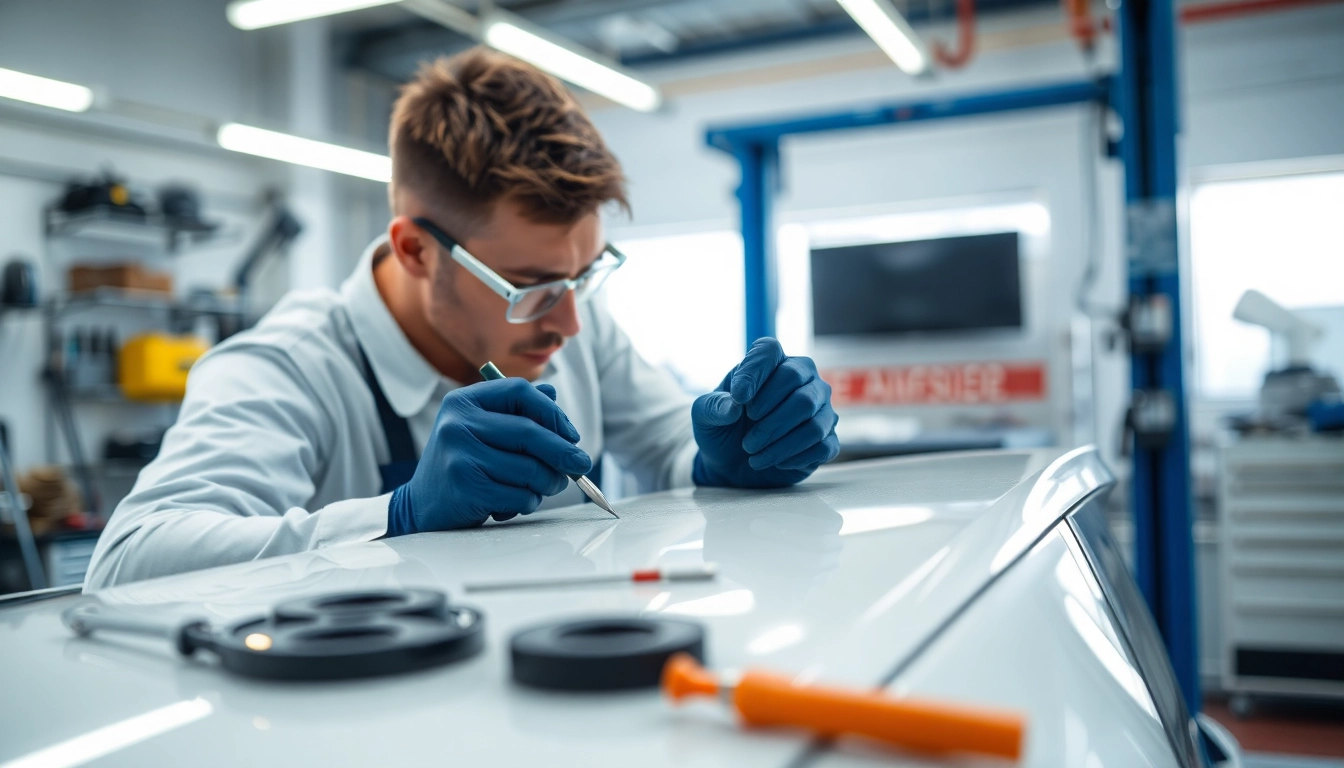 Spot Repair München: Fachmann führt professionelle Lackreparatur an Fahrzeug durch