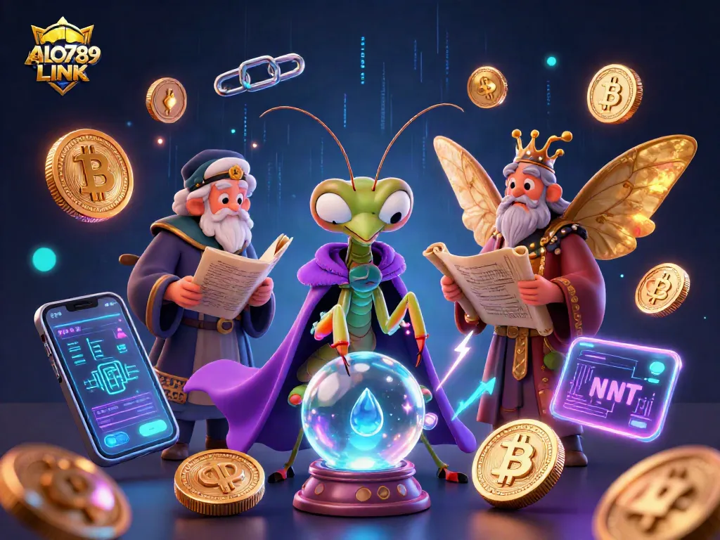 Experience ALO789 LINK in a vibrant 3D casino scene, featuring fortune tellers and crypto elements.