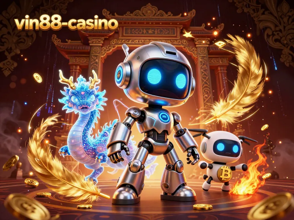 Engage in thrilling gameplay at vin88-casino with an action-packed scene of vibrant 3D characters and casino elements.
