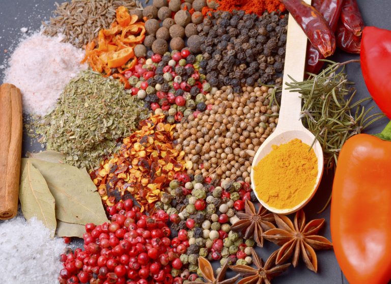 Composition with different spices and herbs
