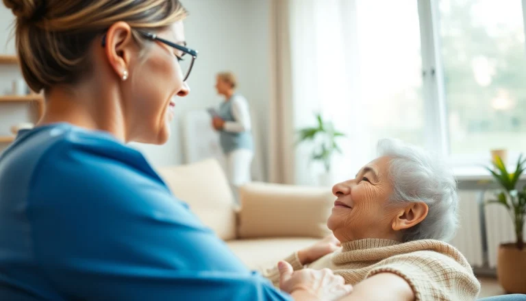 Engaged pflegefachkraft hameln providing compassionate care to a senior in a comforting home environment.