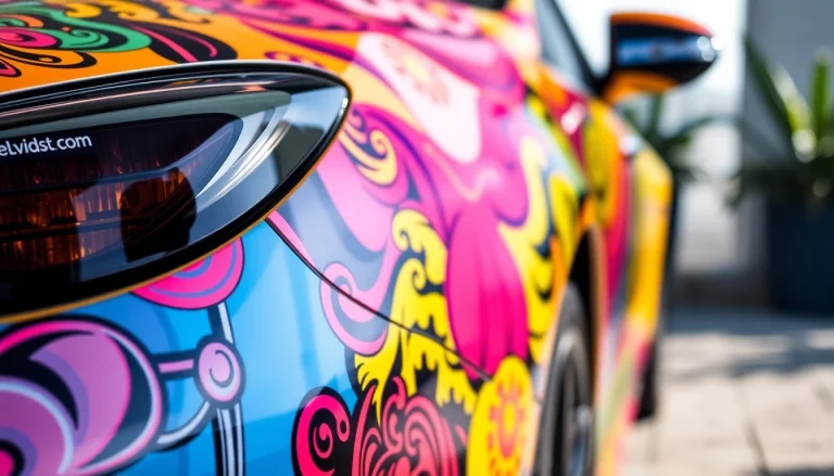 Vibrant car wrap demonstrating aesthetic appeal and detailing, exploring was kostet ein auto folieren zu lassen.
