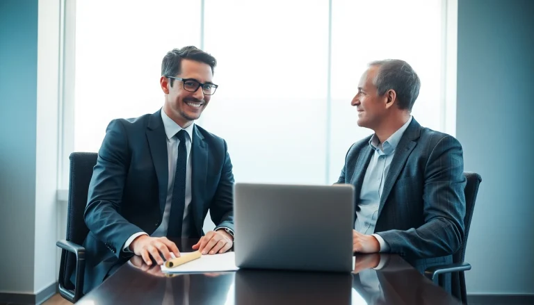 Headhunter für Vertrieb berät Kunden strategisch in einem modernen Büro.