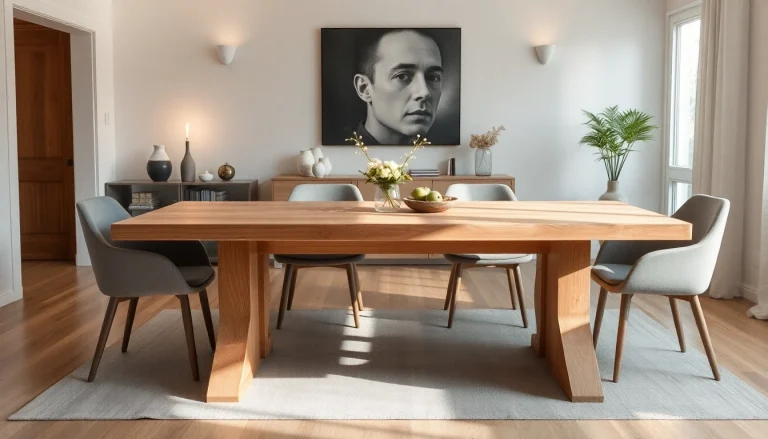 Genießen Sie gesellige Abende am Esstisch Eiche mit Baumkante, hergestellt aus hochwertigem massivem Eichenholz.