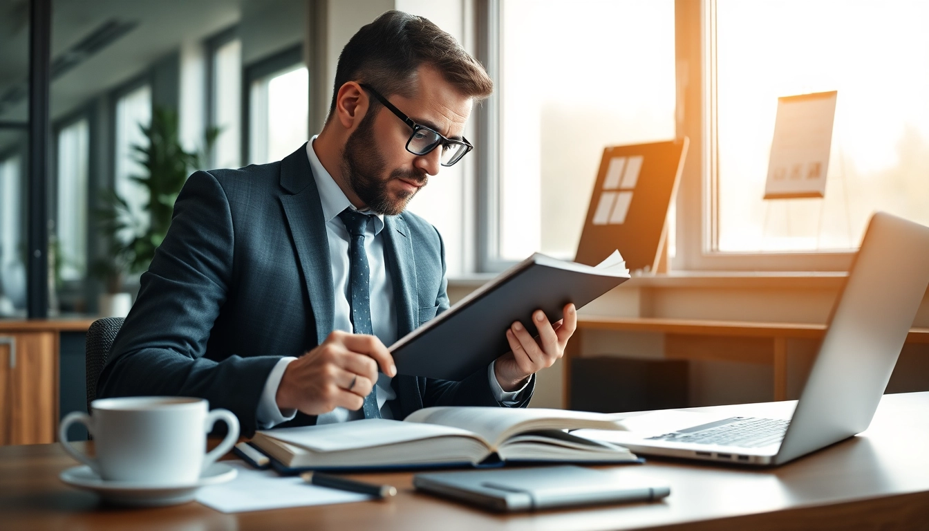 Headhunter Dresden analysiert Kandidaten in modernem Büro.