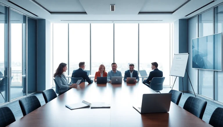 Professionelles Team in dynamischer Besprechung einer Headhunter Agentur.