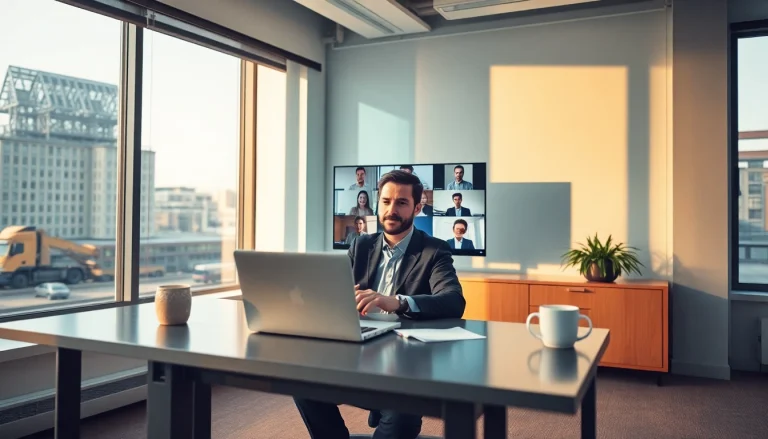 Professionelle Personalvermittlung: Headhunter führt Videokonferenz in einer modernen Büroumgebung.