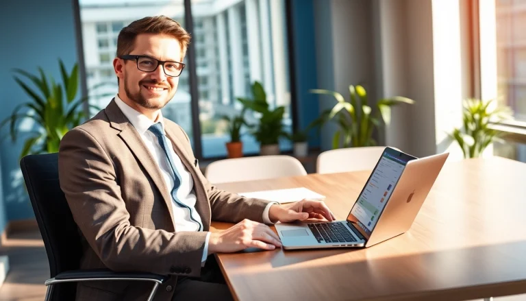 Headhunter Zahnmedizinische Fachangestellte in einem modernen Büro, präsentiert freundlich seine Dienstleistungen.