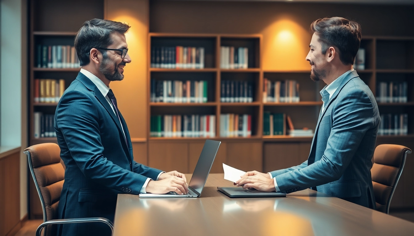 Headhunter Ärzte führen ein Gespräch im Büro mit einem Kandidaten.