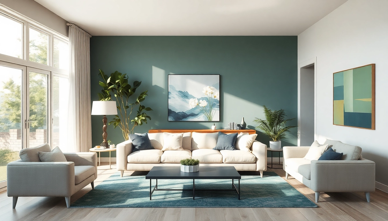 Moderne Raumgestaltung im Wohnzimmer mit einladender Atmosphäre und harmonischen Farben.