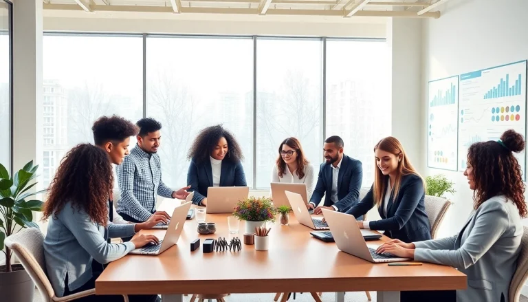 Team of Headhunter Hagen professionals collaborating in a bright office space.