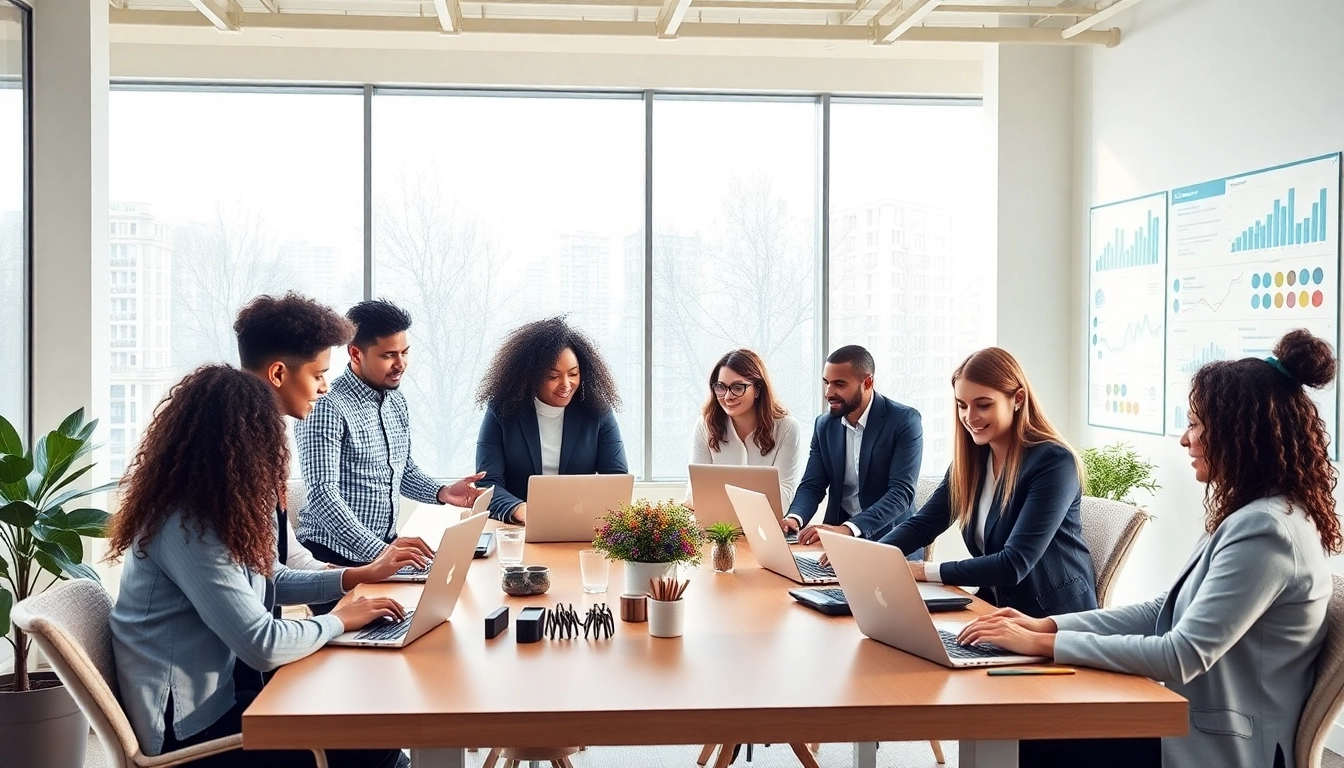 Team of Headhunter Hagen professionals collaborating in a bright office space.