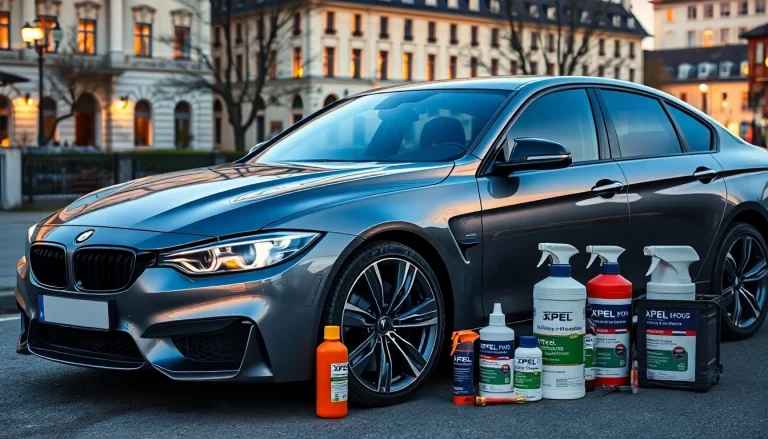 Schütze dein Auto mit XPEL PPF München - Porträt eines hochwertigen Autos mit Lackschutzfolie in einer Münchener Szenerie.
