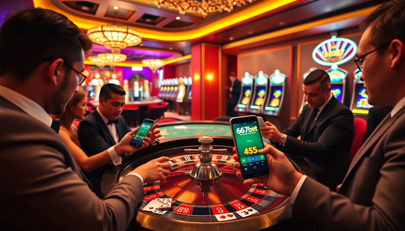 Experience the thrill of betting with the 667bet App in a luxurious casino setting.