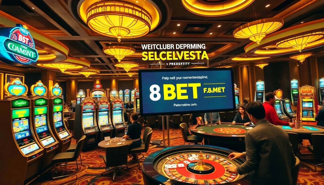 Experience thrilling gameplay at https://f8bet.dental/ with players enjoying table games and slots in a luxurious casino setting.