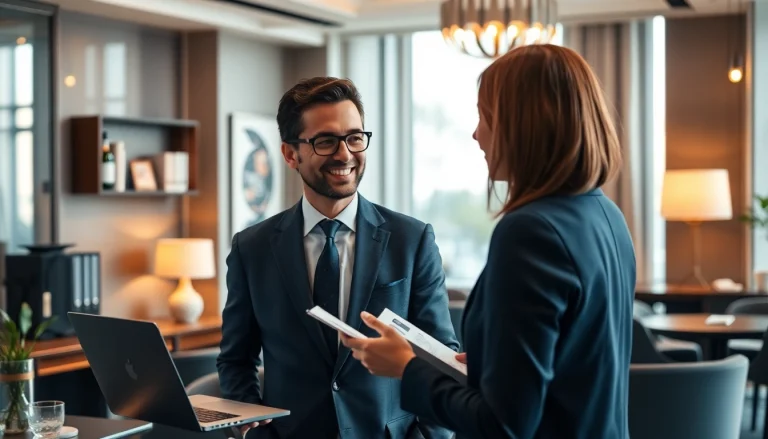 Headhunter Gastronomie consulting with a client in a stylish office.