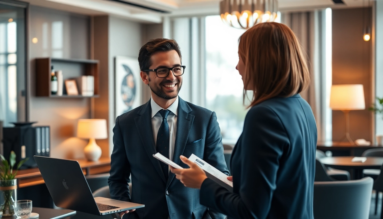 Headhunter Gastronomie consulting with a client in a stylish office.