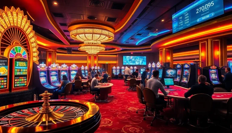 Experience thrilling gameplay at https://789winjj.com/ with vibrant casino visuals showcasing roulette wheels and dynamic players.