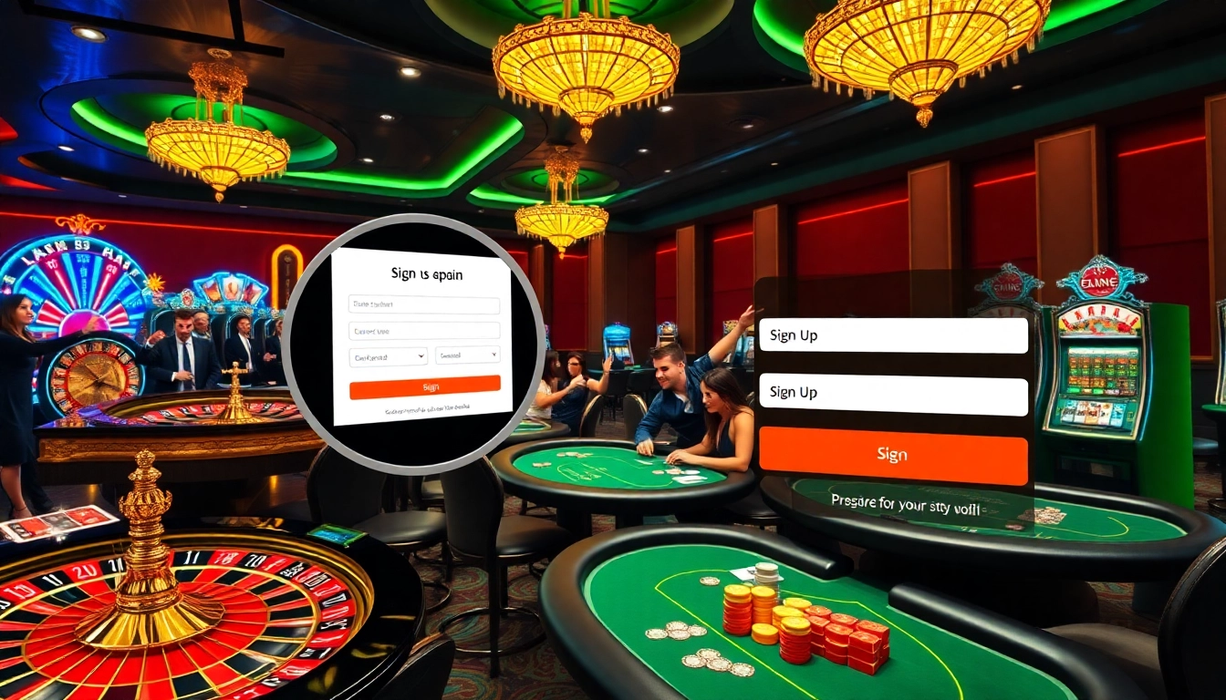 Engaging casino scene featuring đăng ký shbet registration highlighted on a sleek online platform.