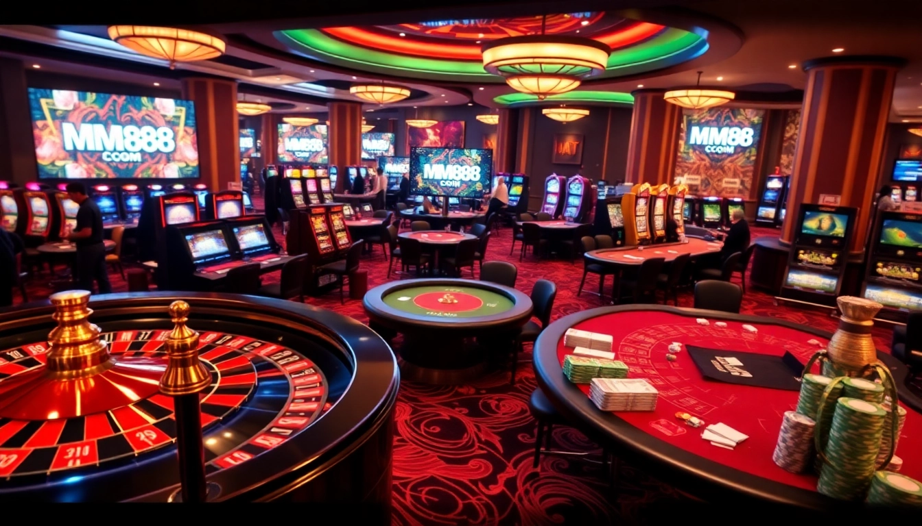 Experience the excitement of MM88 COM with vibrant casino scenes and thrilling gameplay elements.
