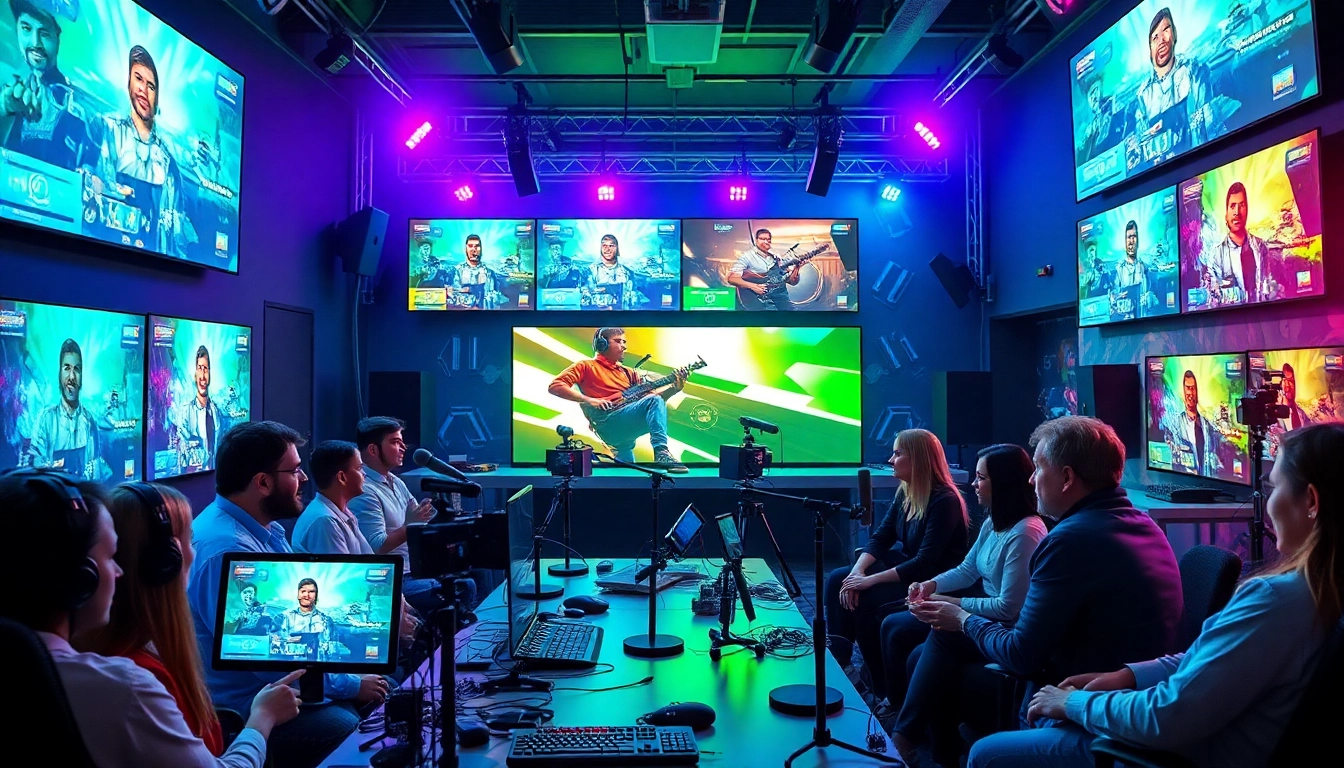 Lauthaitv content creators collaborating in a vibrant digital entertainment studio.