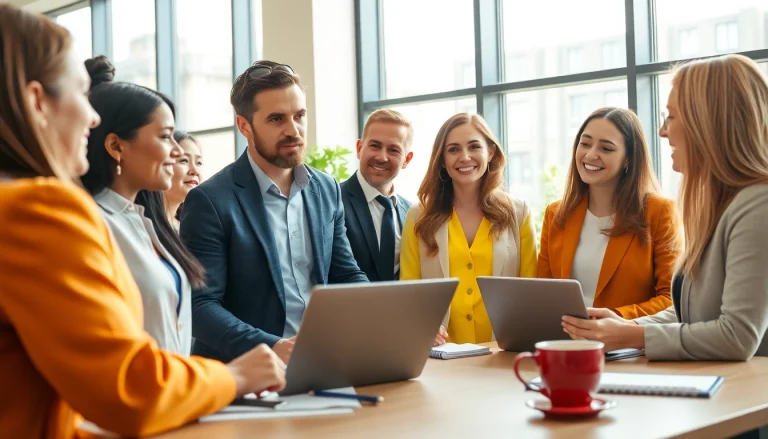 Personalvermittlung in action, showcasing diverse professionals collaborating in a modern office.