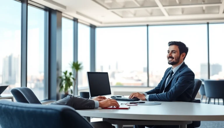 Portrait of a Headhunter IT consulting with a client in a modern office environment.