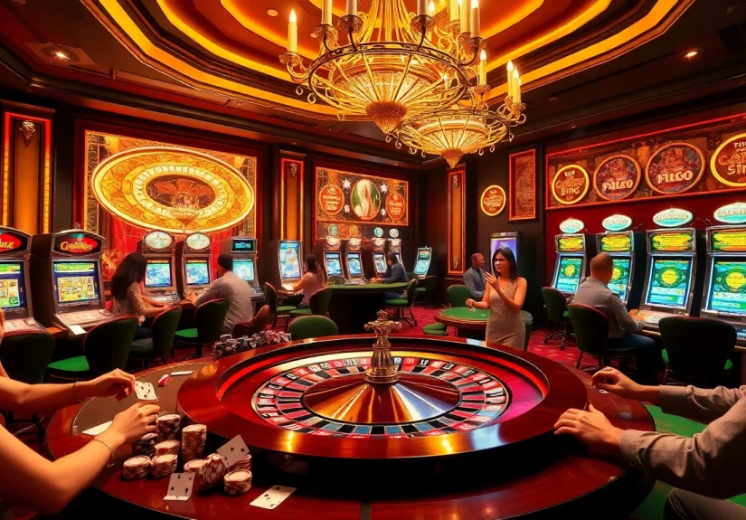 Players enjoying the thrilling casino atmosphere at RR88 with vibrant roulette and poker games.