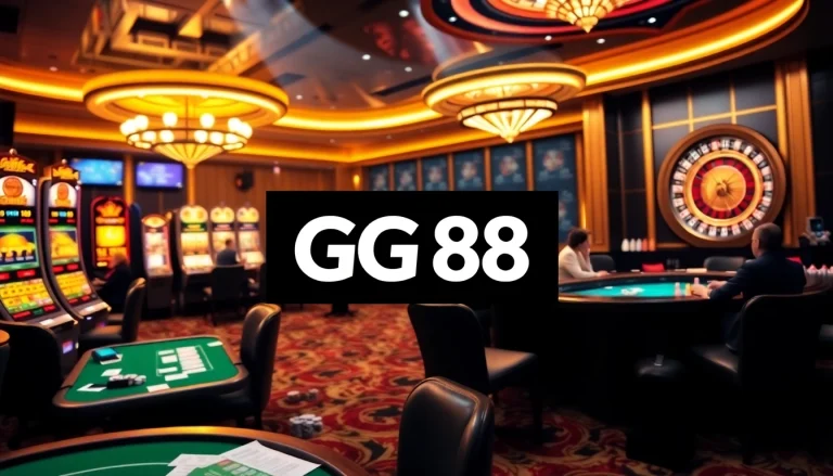 Experience the thrill of gambling at GG88 with vibrant casino tables and dynamic slot machines.